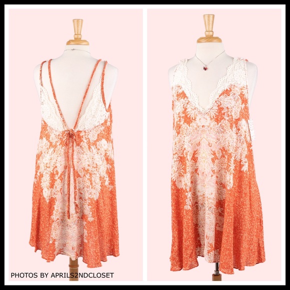 FREE PEOPLE BOHO LACE FLOWY SLIP MINI DRESS. A3C - Picture 3 of 16